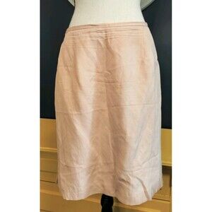 Valerie Stevens Silk Linen Skirt Size 16 Pink Knee Length Lined Back Zipper